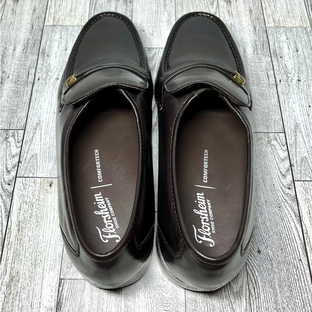 Florsheim Riva Moc Toe Gold Bit Brown Loafer Slip On Dress Shoes 10 3E Wide NWOT - Picture 4 of 8